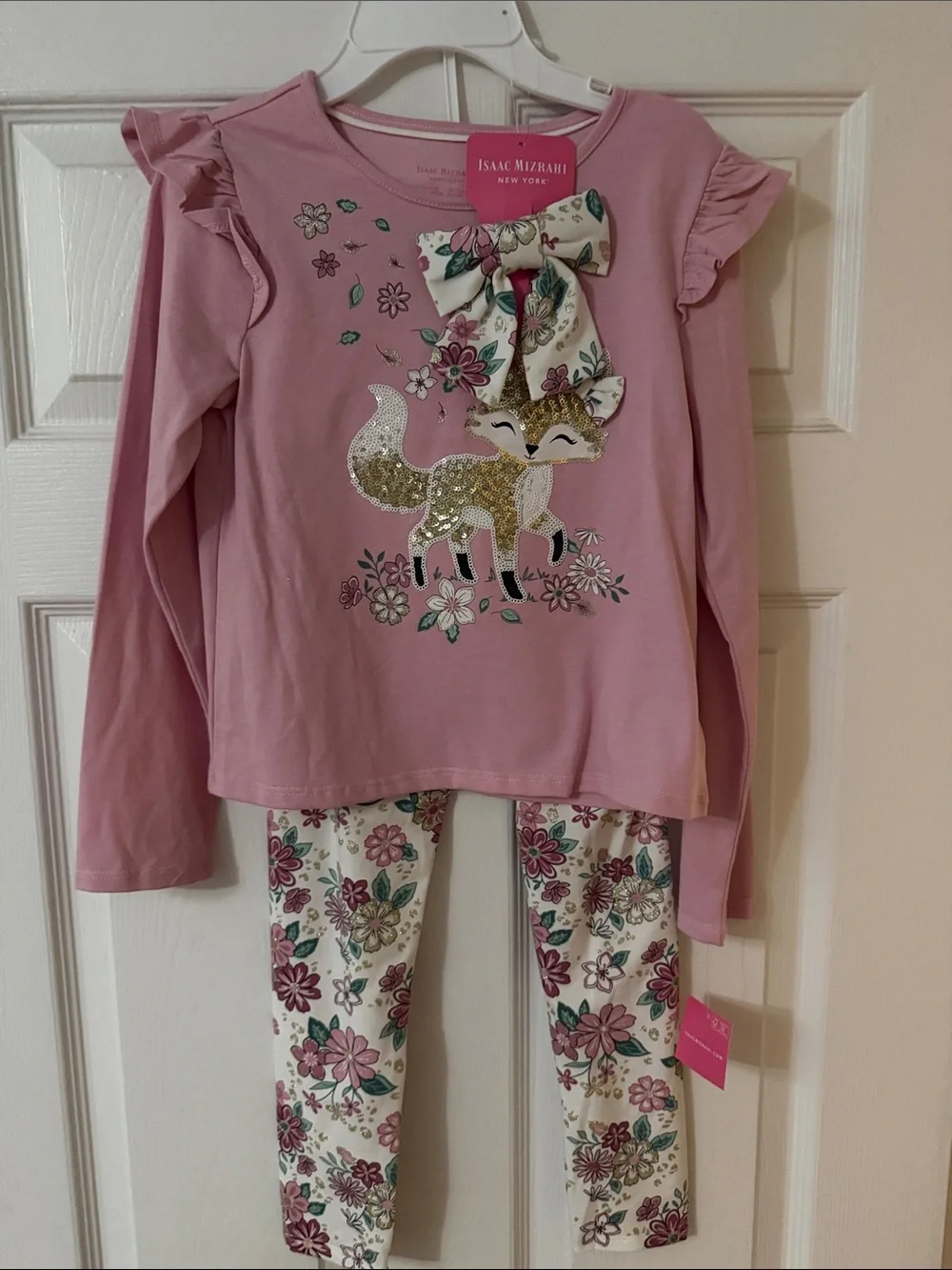 Isaac Mizrahi Pink Fox & Floral Girls' Pajama Set